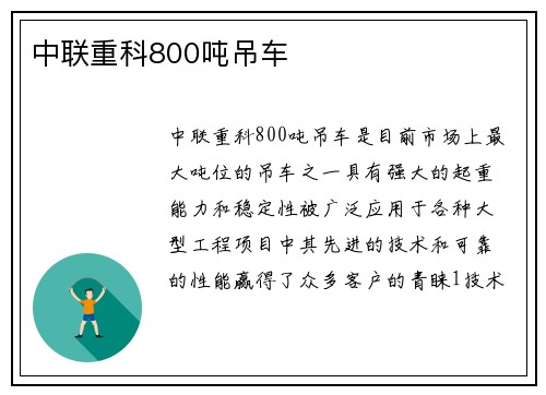 中联重科800吨吊车