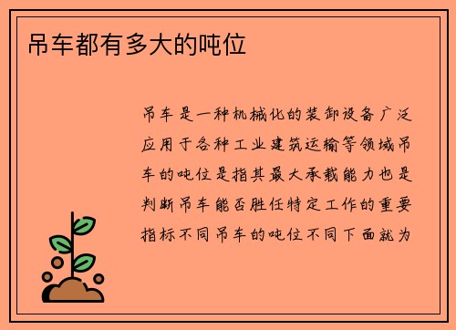 吊车都有多大的吨位