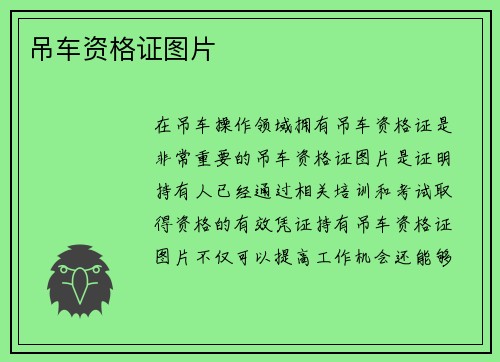 吊车资格证图片